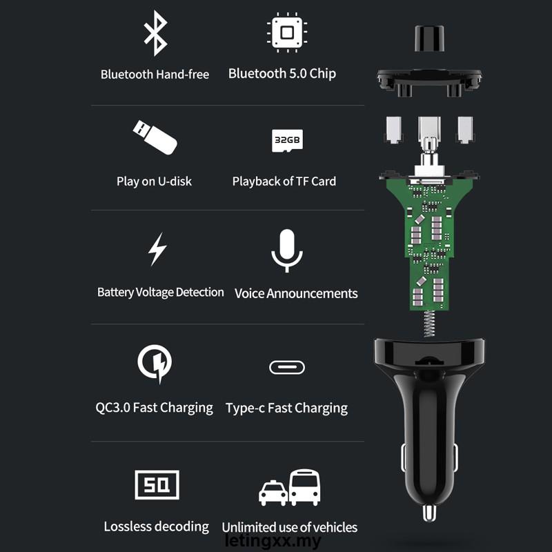 Thiết Bị Truyền Tín Hiệu Fm Bluetooth Không Dây Hỗ Trợ Thẻ Nhớ Tf Cho Xe Hơi