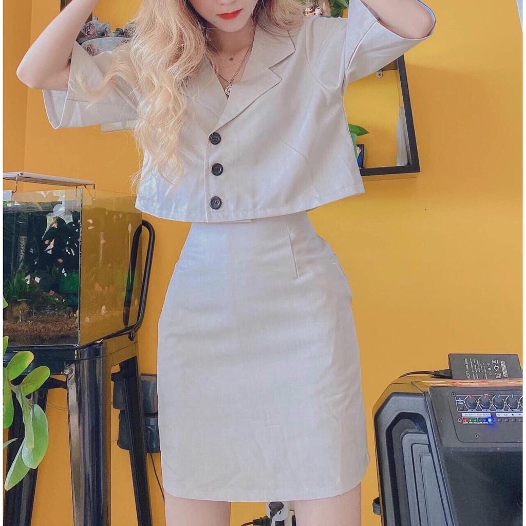 Sét Đồ Bộ Áo Vest &amp; Chân Váy ( Váy Có Túi
