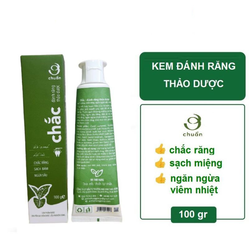 Kem đánh răng thảo dược Ơ Chuẩn chắc An Thái Hưng 100g - Trắng Răng Sạch Miệng Hết Mảng Bám Ngừa Sâu Răng khử mùi hôi