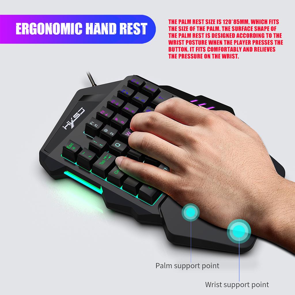 One-Hand Wired Gaming 35 Keys Left Hand Keyboard & Mouse Keypad With Adapter