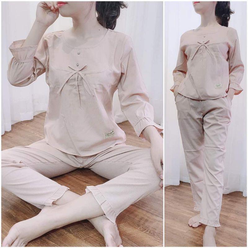 Đồ bộ mặc nhà chất hàn dệt ko nhăn kẻ tăm nhí ảnh thật 3 màu