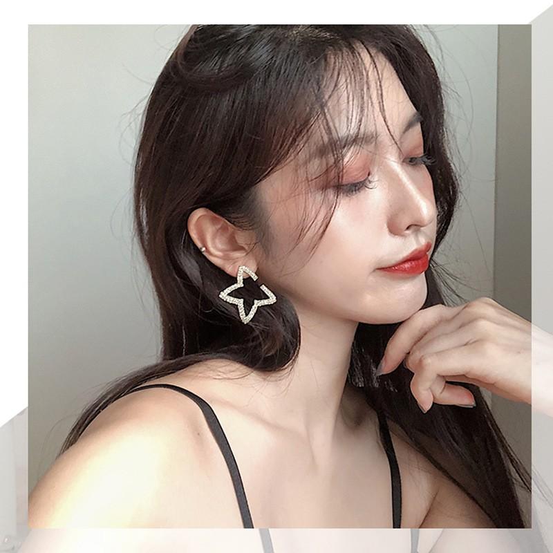 Khuyên tai hình ngôi sao bản lớn, kết đá thời trang, cá tính HT657 - Culi accessories