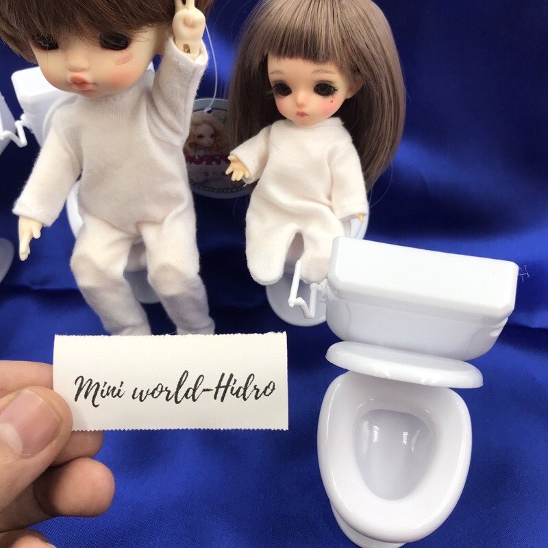 Đồ chơi mô hình Toilet bồn cầu nhà vệ sinh wc Mini tí hon dùng cho búp bê trang trí nhà búp bê Dollhouse, miniature