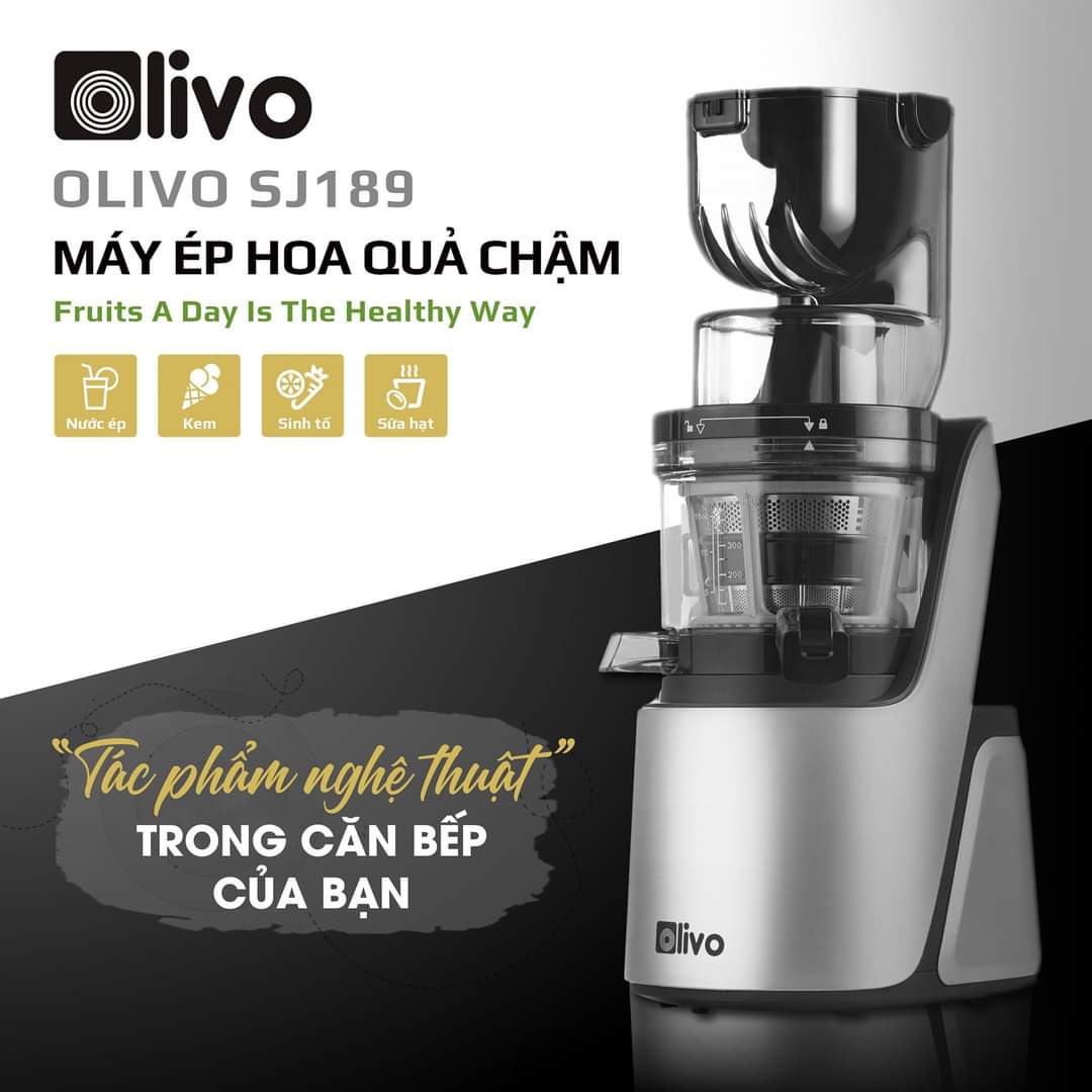 Máy Ép OLIVO SJ189 Máy Ép Cao Cấp [HÀNG CHÍNH HÃNG] Máy Ép Trái Cây Kiệt Bã Đến 98% Thương Hiệu Mỹ