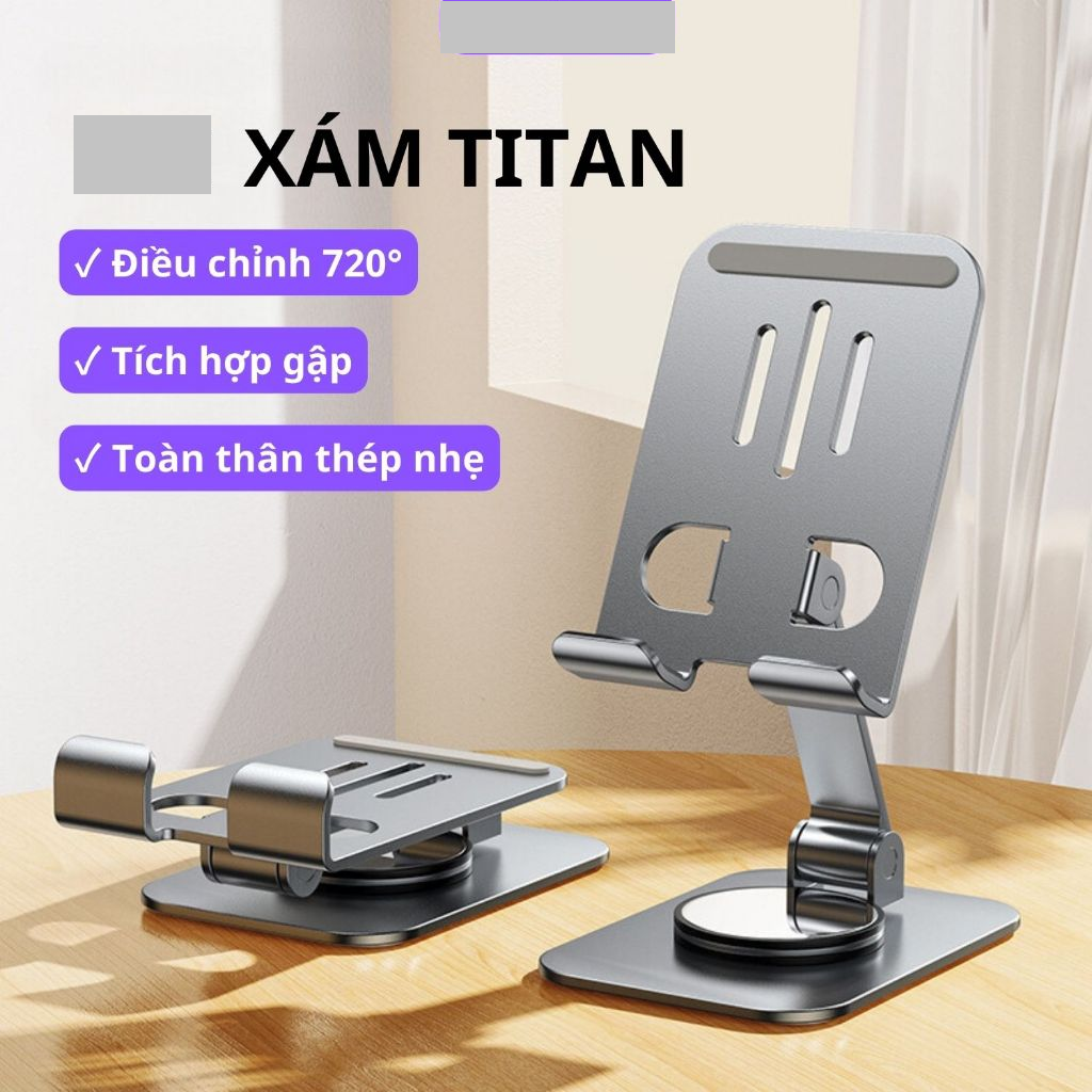 Giá đỡ điện thoại chân đế xoay 360 độ C-003 , chất liệu hợp kim nhôm chắc chắn ( hàng chính hãng)