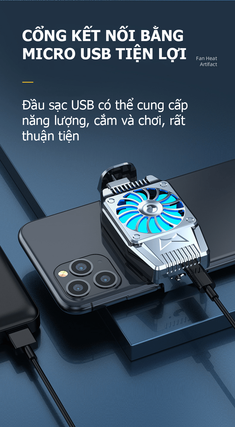 Quạt tản nhiệt H15-HN dành cho điện thoại, tản nhiệt cực nhanh, cực mát