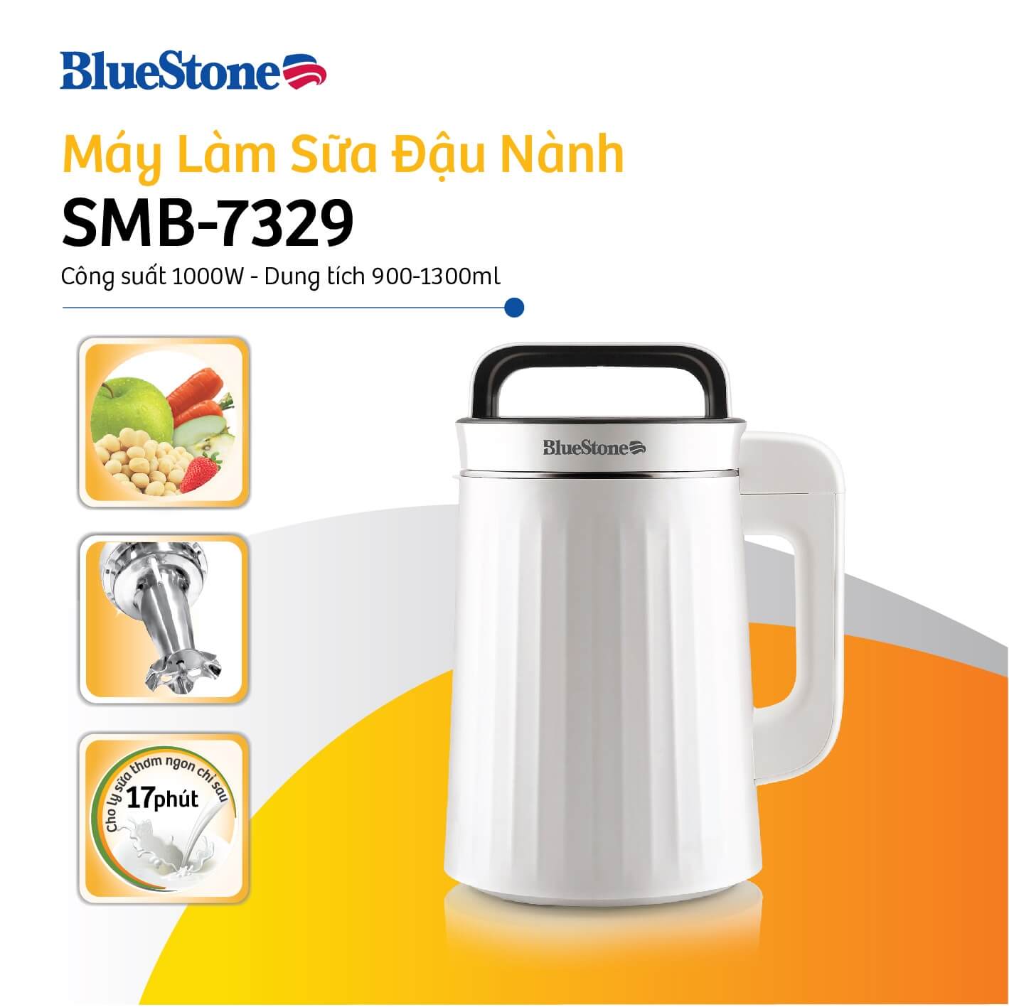 Máy Làm Sữa Hạt Đa Năng Bluestone SMB-7329 (1.3 Lít) - Hàng Chính Hãng