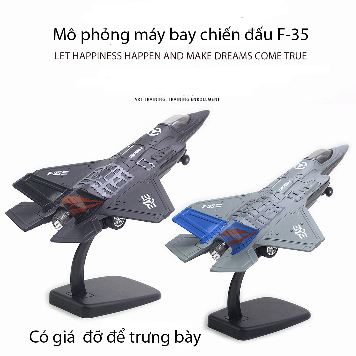 Đồ chơi mô hình máy bay chiến đấu F-18, F-35 và Su-35 có nhạc đèn KAVY-124 chạy cót vỏ hợp kim