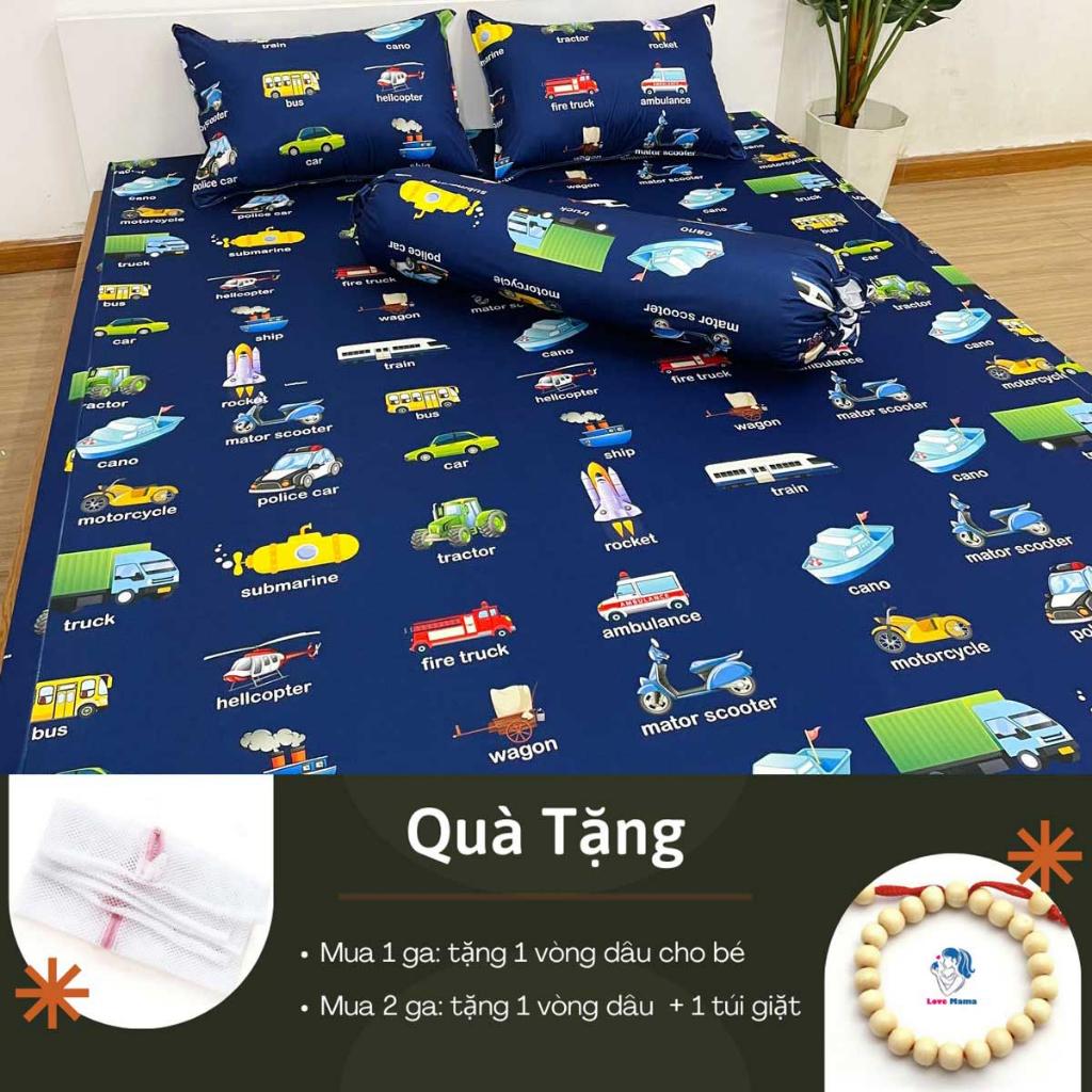 Ga chống thấm Cotton họa tiết phương tiện giao thông tiếng anh cho bé