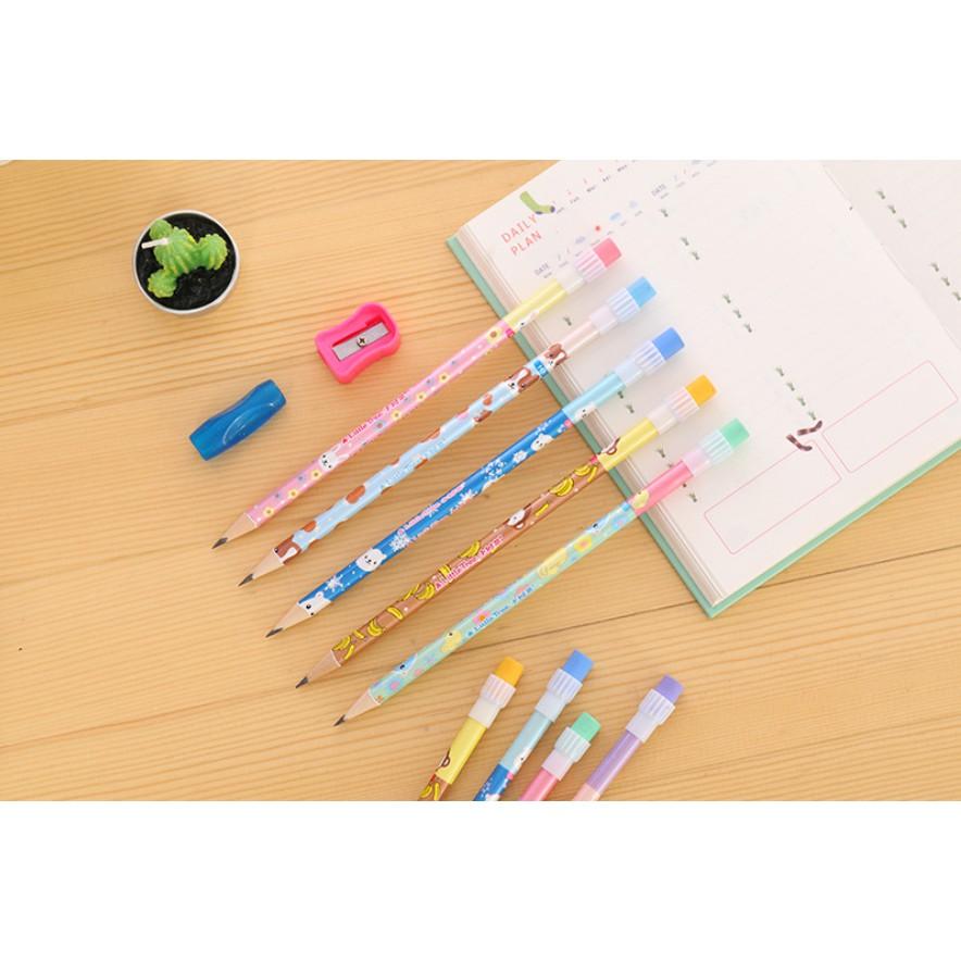 Set 12 bút chì kèm đồ gọt bút chì ngẫu nhiên_bút chì đáng yêu cho bé_đồ dùng học tập cho bé