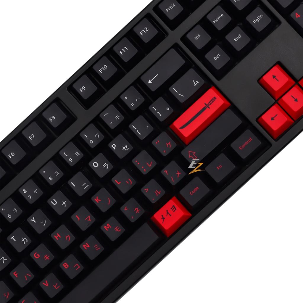 Keycap Cho Bàn Phím Cơ Black Red Thick PBT Cherry Profile 108 Phím