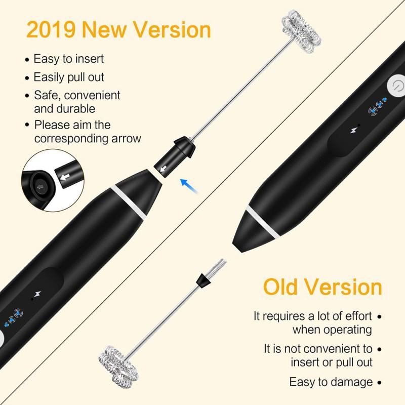 Điện Trứng Be 3-Tốc Độ Sạc USB Đánh Trộn Đầu Eggbeater Frother Khuấy Cà Phê Sữa Uống Máy Xay Sinh Tố Khuấy Dụng Cụ
