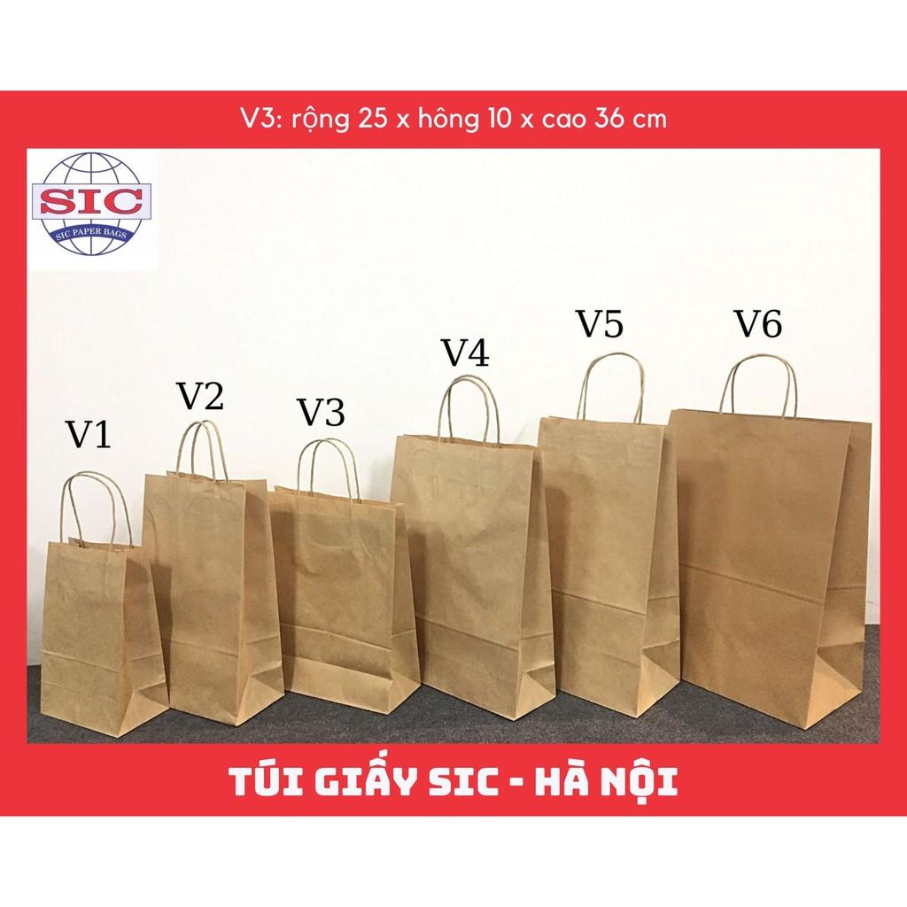 100 CHIẾC TÚI GIẤY KRAFT V3- 25x10x30 CÓ QUAI