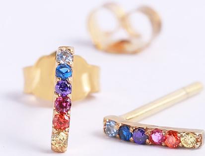 Bông tai bạc đính 6 viên đá màu Gix Jewel BT19