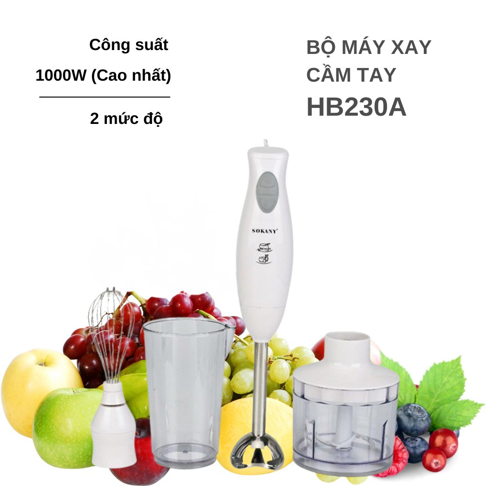 Máy xay cầm tay đa năng 4in1 SOKANY HB230A công suất cao 1000W máy xay sinh tố cầm tay đa năng cao cấp - HÀNG CHÍNH HÃNG