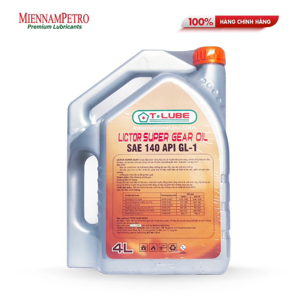 Dầu Nhớt Tlube Lictor Super Gear oil SAE 140 API GL-1 4L MiennamPetro Bảo Vệ Hộp Số Các Dòng Xe Ô Tô, Xe Bán Tải