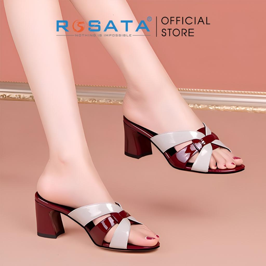 Dép sandal nữ ROSATA RO378 đế vuông cao gót 6 phân xỏ ngón mũi tròn thời trang xuất xứ Việt Nam - XANH, XANH