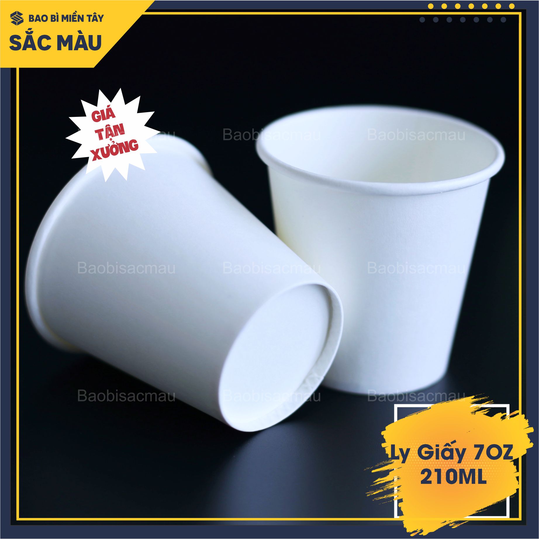 Sỉ 50 cốc giấy/ ly giấy uống nước văn phòng 7oz dung tích 210ML