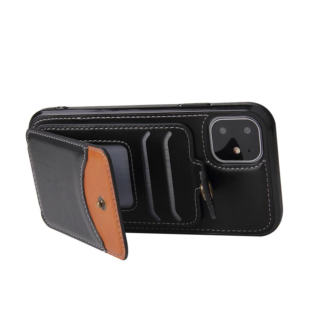 Bao da cho iPhone12/12pro/ 12 Pro Max / iphone12 Mini / iPhone 11 / 11Pro/iphone 11pro Max Bao da nắp gập hai lớp Khe cắm thẻ đứng Bao đựng ví mềm