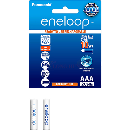 Vỉ Pin sạc Panasonic Eneloop AAA 800mAh BK-4MCCE/2BT (2 viên/10 viên) - Hàng chính hãng