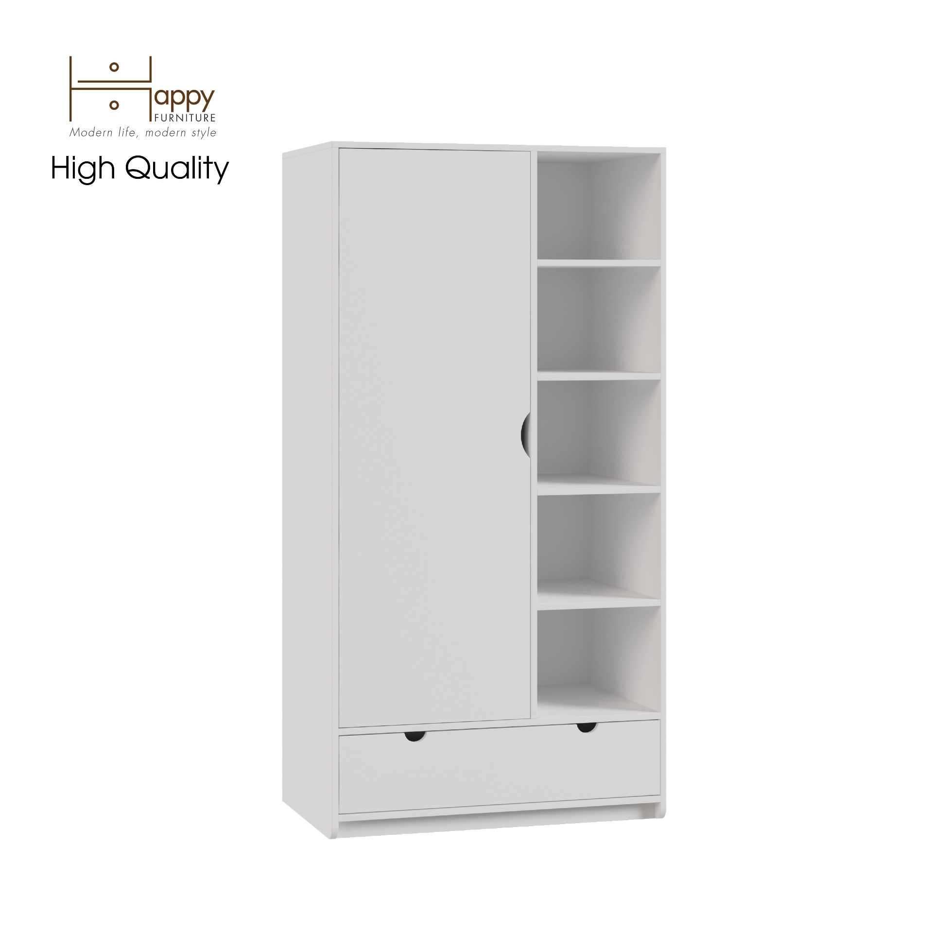 [Happy Home Furniture] CIRCLE, Tủ quần áo 1 cửa mở, 90cm x 56cm x 176cm ( DxRxC), TCM_072