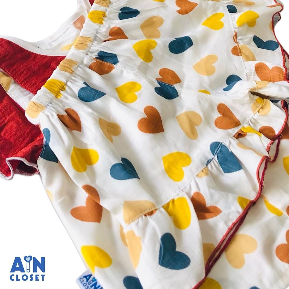 Bộ quần áo ngắn bé gái họa tiết Tim nhiều màu cổ đỏ - AICDBGEHKZMN - AIN Closet