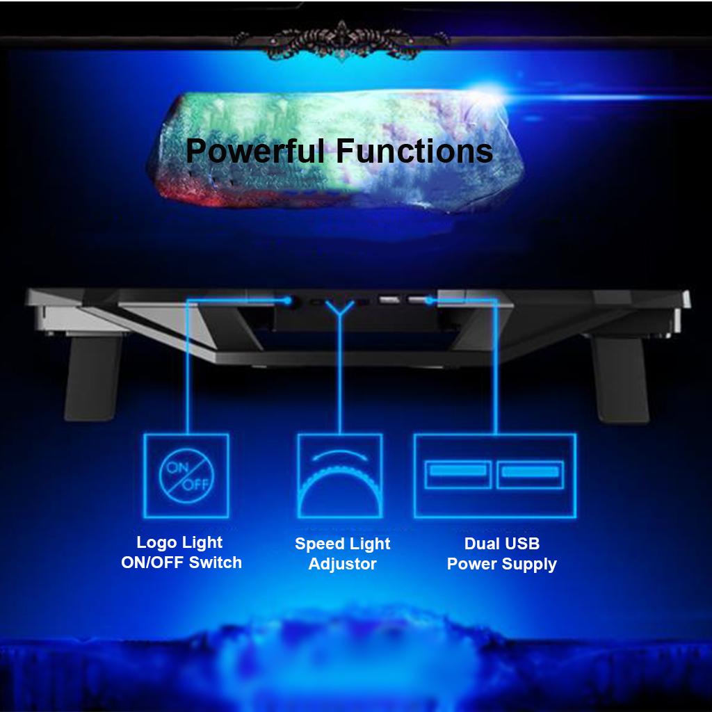 Laptop Cooling Pad - Support 12 to 17 Inches Laptops,  4 Fans LED Light Quiet Rapid Cooling, USB Slim Portable Gaming Stand - Black