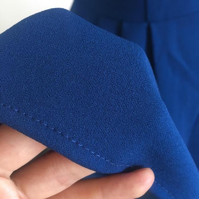 Đầm xanh lệch tà hở vai siêu tôn dáng ẢNH THẬT