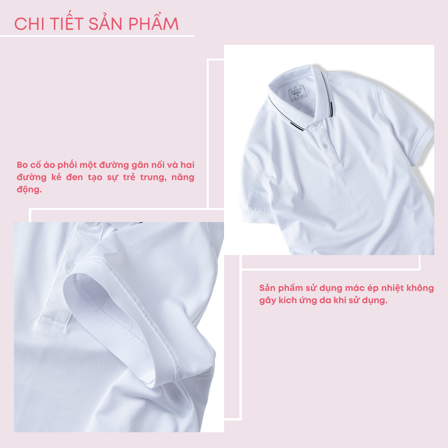 Áo polo nữ màu trắng phối viền ADINO vải polyester cotton không bai xù dáng công sở slimfit hơi ôm trẻ trung APN05