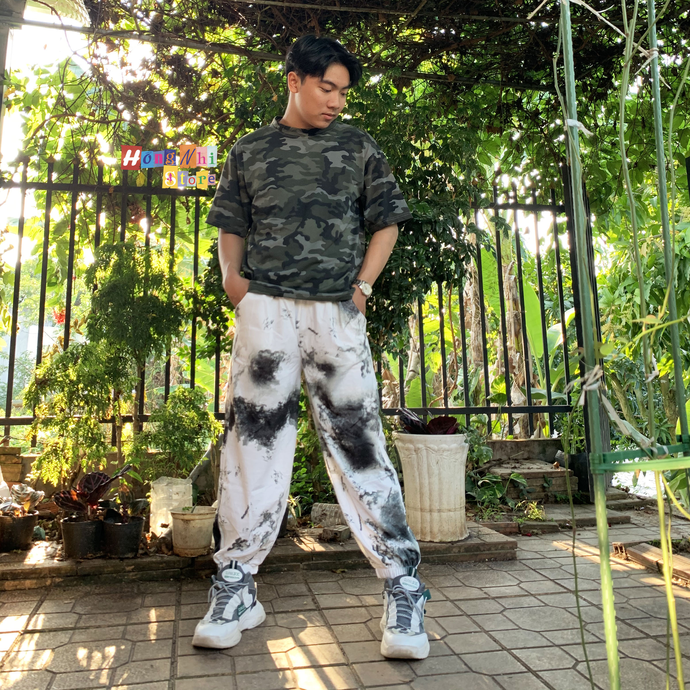 Quần Jogger 3D Ulzzang Unisex Jogger Loang Màu Bo Lai Xám Đậm V2 - MM