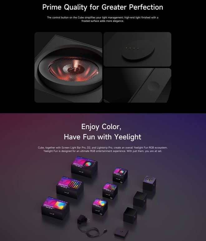 Đèn Yeelight Cube trang trí đa năng thông minh, nhiều hiệu ứng ánh sáng, gamesync, musicsyne, hỗ trợ matter/homekit