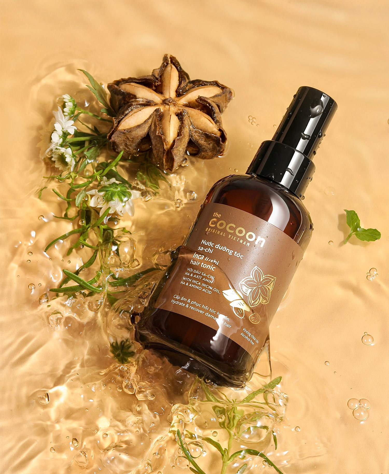 Nước dưỡng tóc Sachi Cocoon 140ml Cấp ẩm, phục hồi tóc hư tổn thuần chay