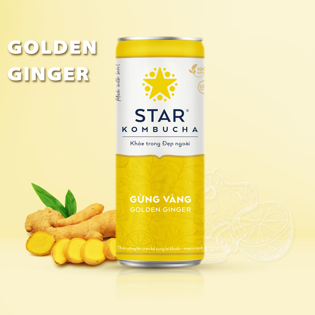 Lốc 6 lon trà lên men Star Kombucha mix 3 vị (250ml/lom)