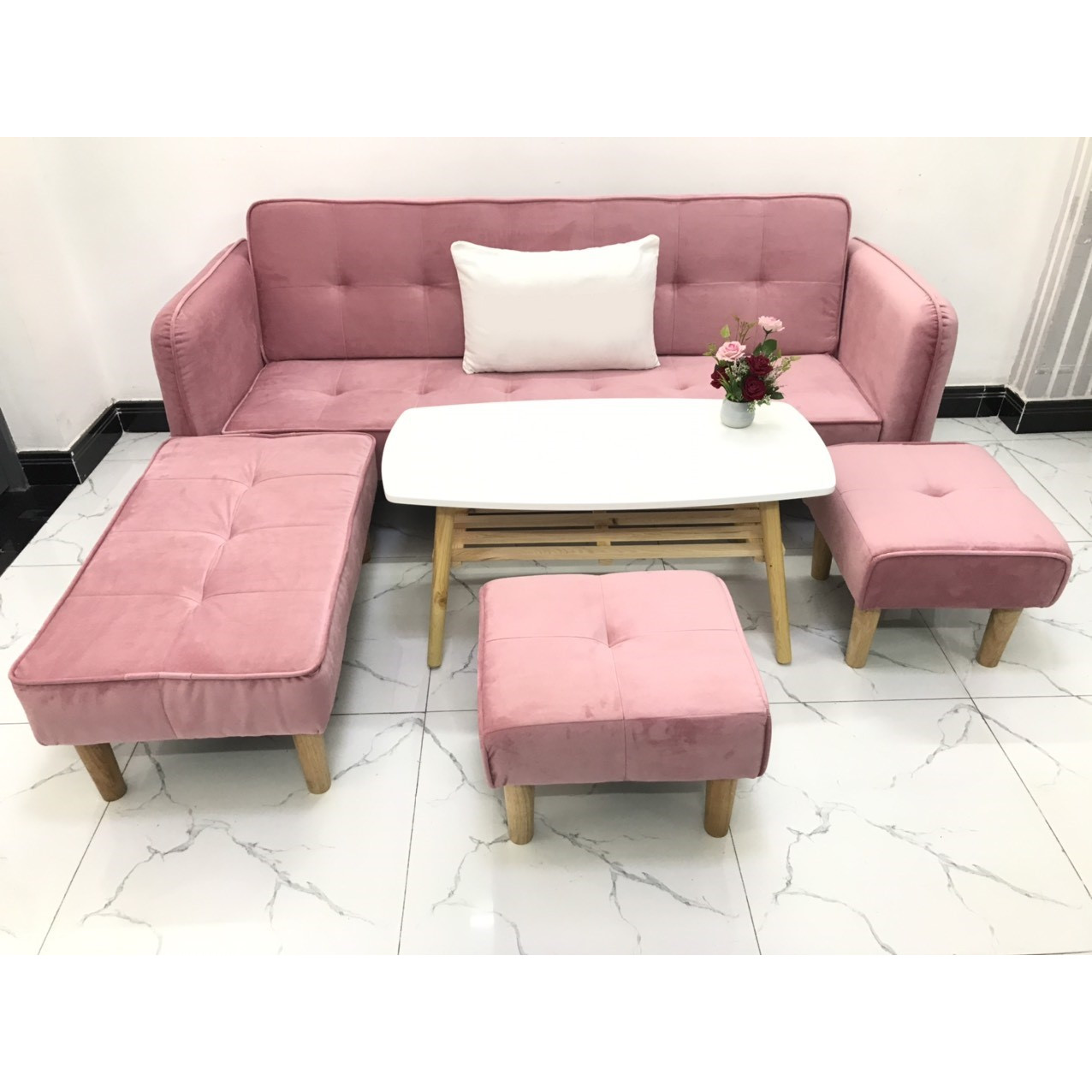 Cả bộ sofa bed L sofa giường tay vin phòng khách salon sivali02 sopha