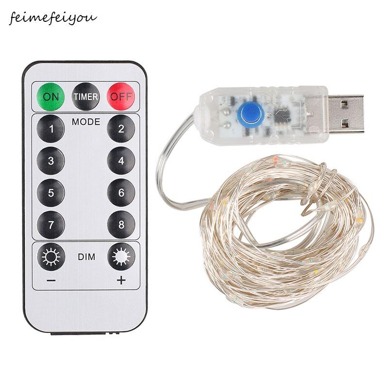 5m 50led copper Wire LED String Lights USB Powered+Remote Controller New Year Christmas Gift