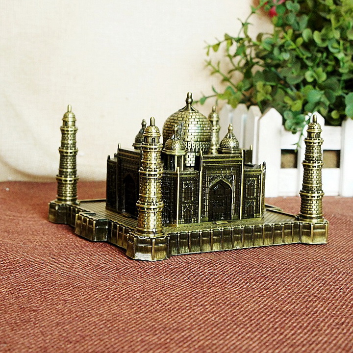 Mô hình lăng mộ Taj Mahah cao 6cm size trung màu vàng rêu