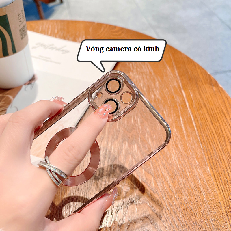 Ốp lưng viền màu lưng trong khoét tròn logo sang trọng dành cho iPhone 13, 13 Pro Max, 12 Pro Max