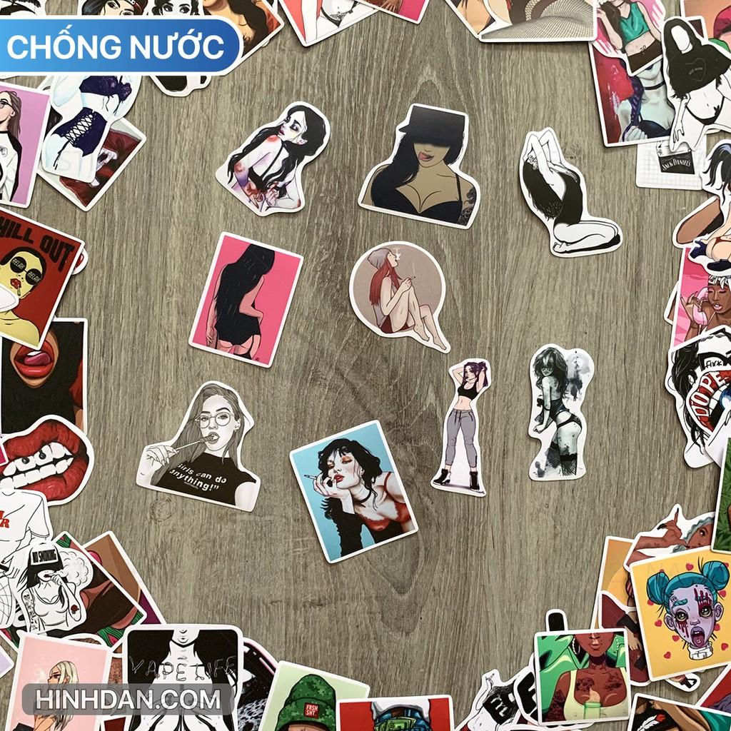Sticker BAD GIRLS - Dán Trang Trí - Chất Liệu PVC Cán Màng Chất Lượng Cao Chống Nước, Chống Nắng, Không Bong Tróc Phai Màu
