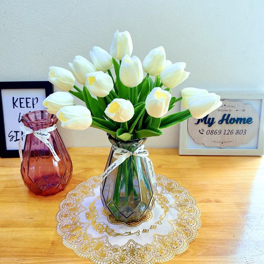 Combo 10 Bông Hoa Tulip giả PU cao cấp - Hoa lụa trang trí tuyệt đẹp - Hoa giả để bàn