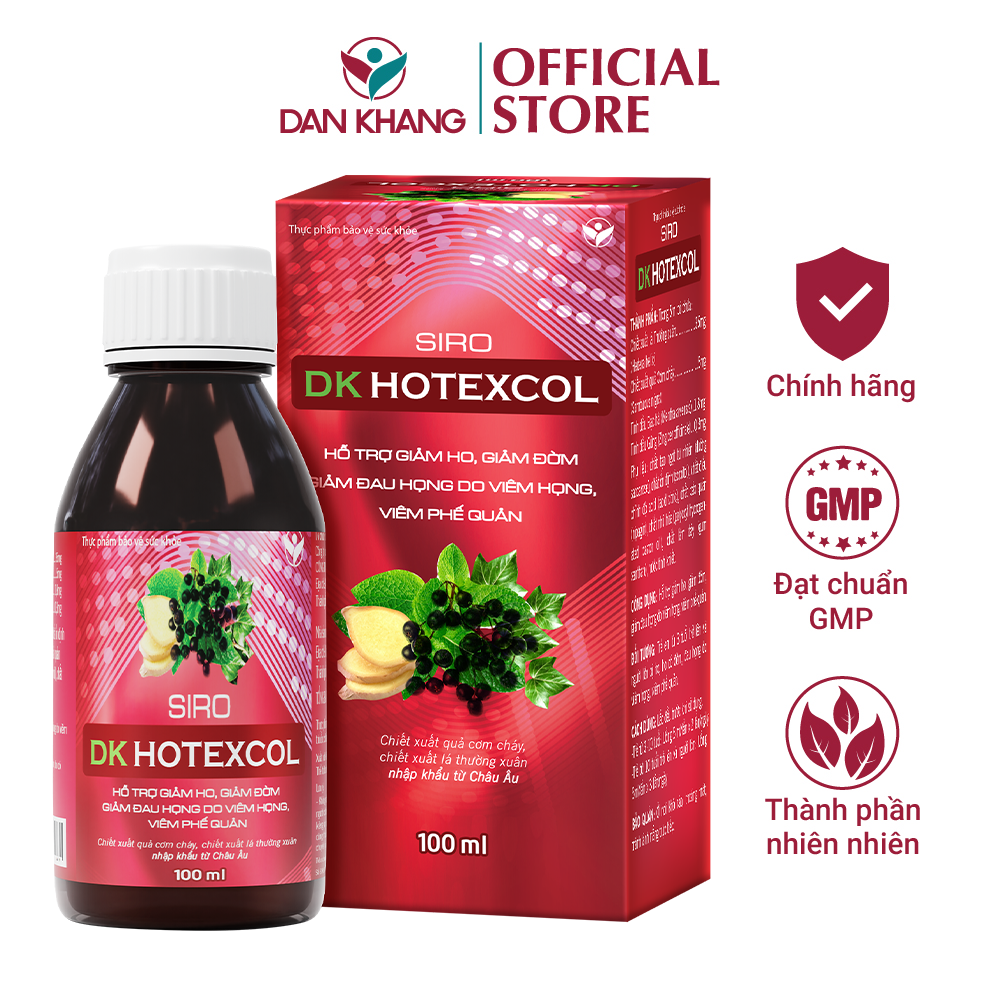 Siro Thanh Họng Giảm Ho DK HOTEXCOL Hộp 30 GóiX5ml & Lọ 100ml