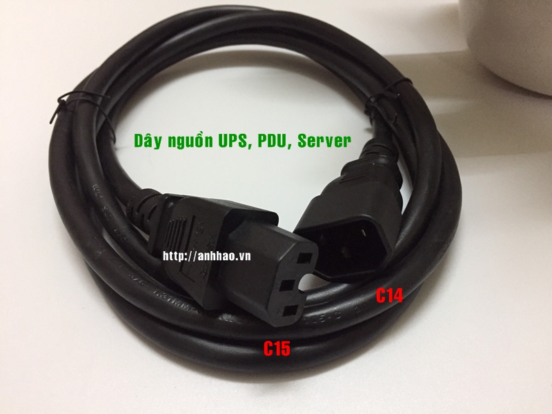 Dây nguồn UPS, PDU, Server chuẩn C14 C15 dài 2M, tiết diện lõi đồng 3 x 1.31mm, tiêu chuẩn UL