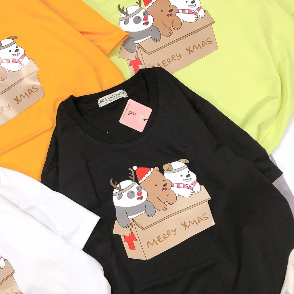 - Áo thun tay ngắn Be Yourself unisex size M L - 3 CON GẤU TRONG HỘP QUÀ NOEL