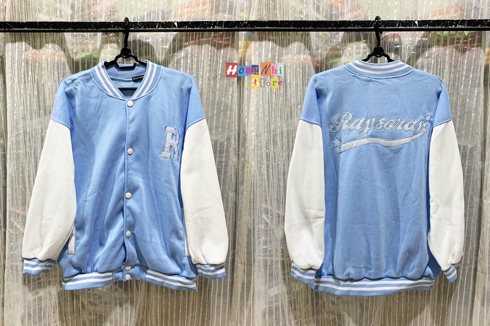 Khoác Bomber R Viền Cổ Unisex Dáng Rộng - MM