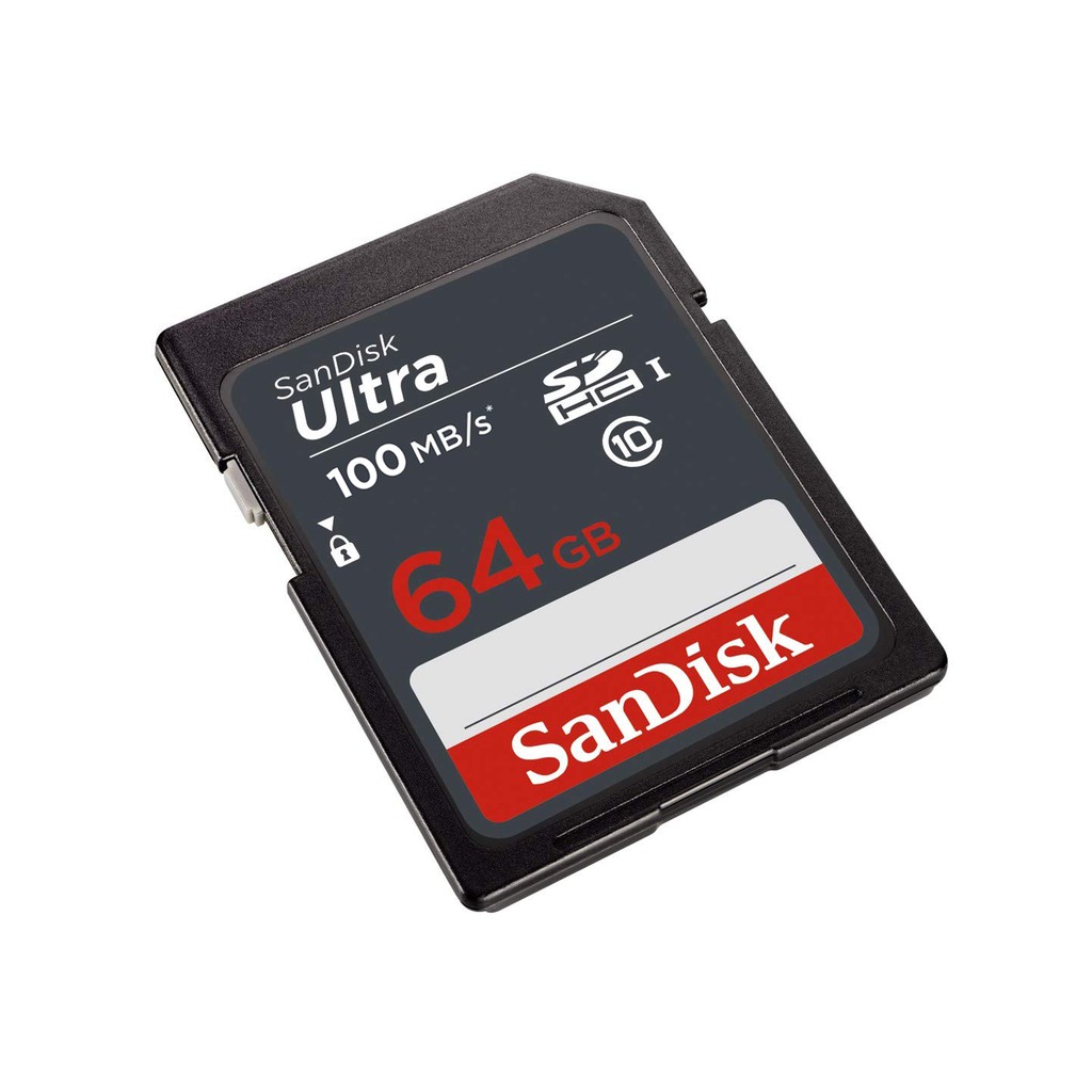 Thẻ nhớ SDXC Sandisk Ultra 64GB upto 100MB/s UHS-I (cho máy ảnh) - Hàng chính hãng