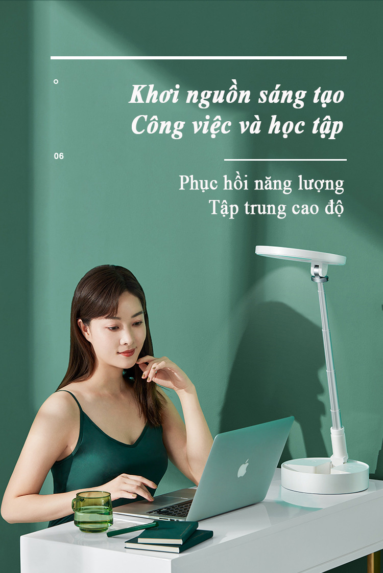 Đèn bàn không dây gấp gọn bảo vệ mắt ADYSS D9 thế thệ mới cao cấp Hàng Chính Hãng