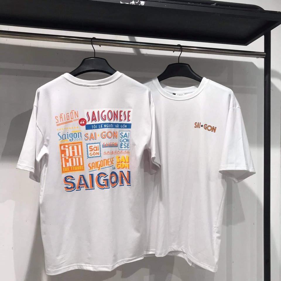 Áo Thun Tay Lỡ SAIGON màu Trắng/ Đen Nam nữ Unisex - áo phông trơn in chữ saigon