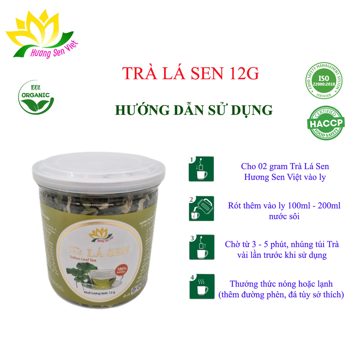 TRÀ LÁ SEN HŨ 12G - HƯƠNG SEN VIỆT