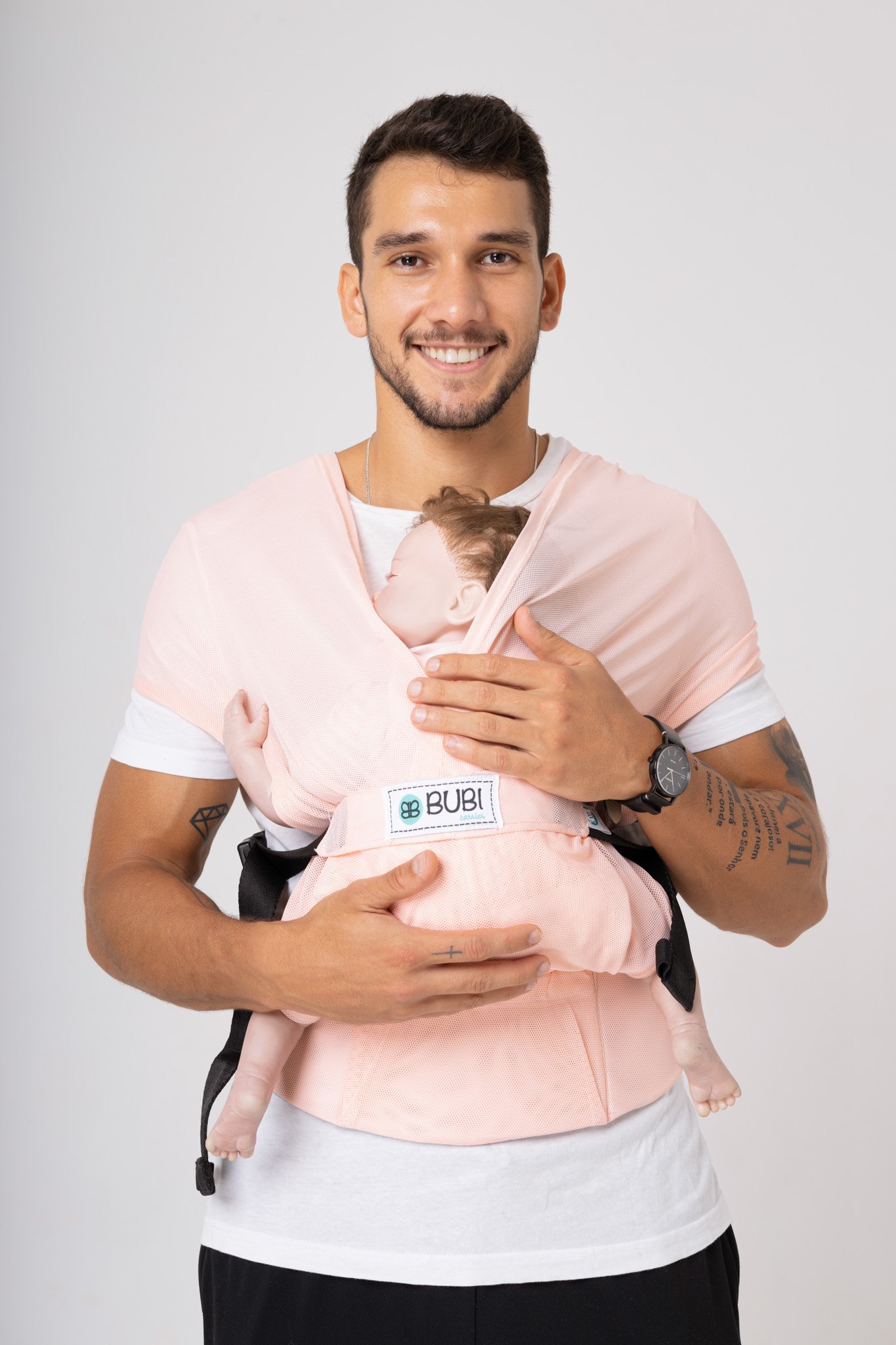 Địu vải BUBI Gen 3 - LƯỚI THOÁNG KHÍ - HỒNG PASTEL