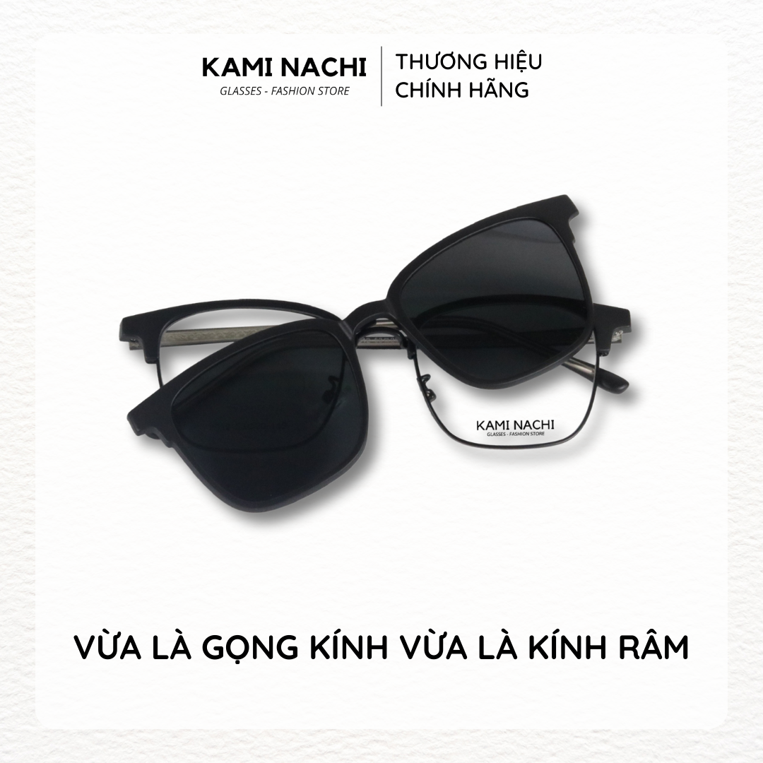 Gọng kính Clip On phiên bản Retro vuông bầu đa năng, cắt được cận KAMI NACHI T8312