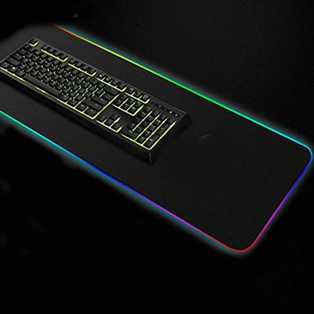 Large RGB LED Lighting Hard Gaming Mouse Pad/Mat Colorful Rubber Base 31x12"